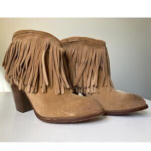 Frye fringed heeled boots